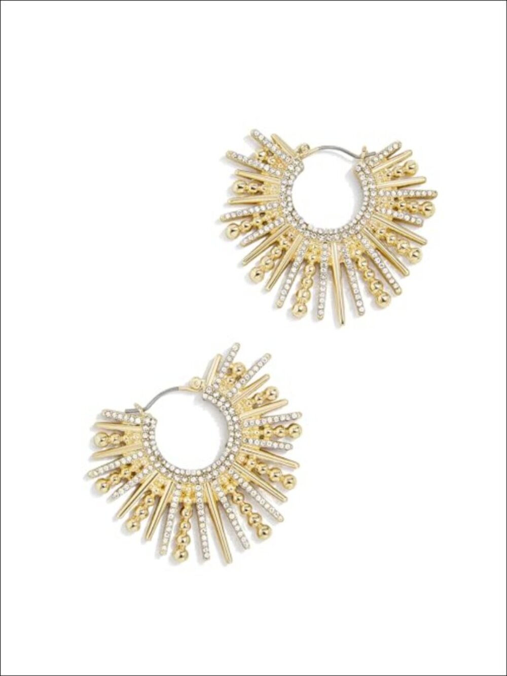 Glass Bead Gold Plated Brass Hoop Statement Earrings Huggie